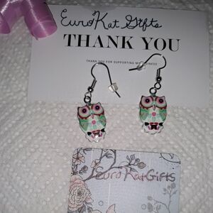 COLORFUL Owl Dangle Earrings Mystical Wise Hoot Bird lover animal Jewelr…